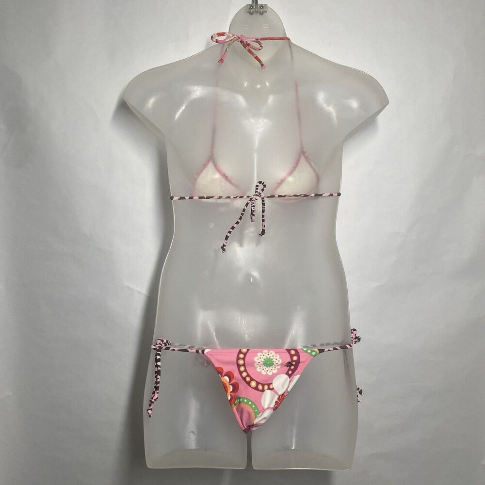 Cia.Maritima Bikini Brazilian 2-pc Women S Pink Floral in Puffy Star Pin Cheeky - Picture 9 of 12